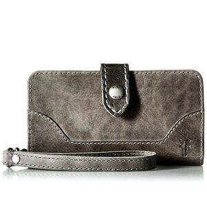 Frye Melissa Phone Wallet Wristlet Hand-Burnished Gray Leather.